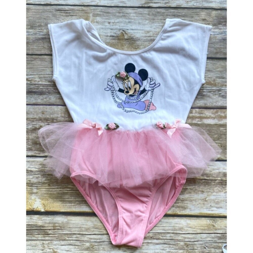The Disney‎ Store Girls Minnie Mouse Bodysuit Ballerina TuTu Bows Flowers 8 / 10